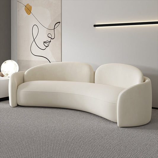 Contemporary Fabric Living Room White Cushions Tuxedo Arm Seating