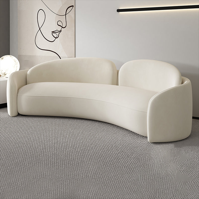 Contemporary Fabric Living Room White Cushions Tuxedo Arm Seating