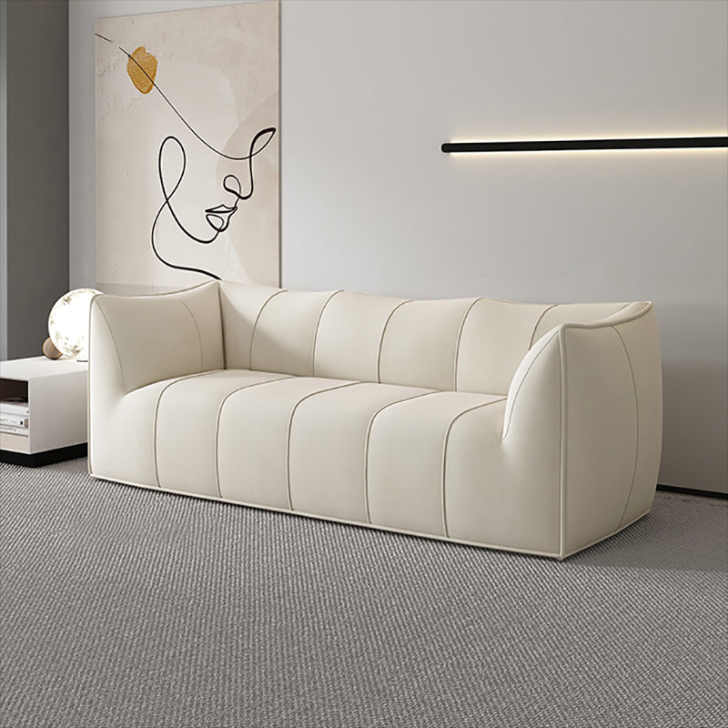Contemporary White Cushions Flared Arm Fabric Living Room Seating Clearhalo 'furn' 'furn_sofas' 'Furniture' 'Living Room Furniture' 'Sofa' 'sofas' 6692525