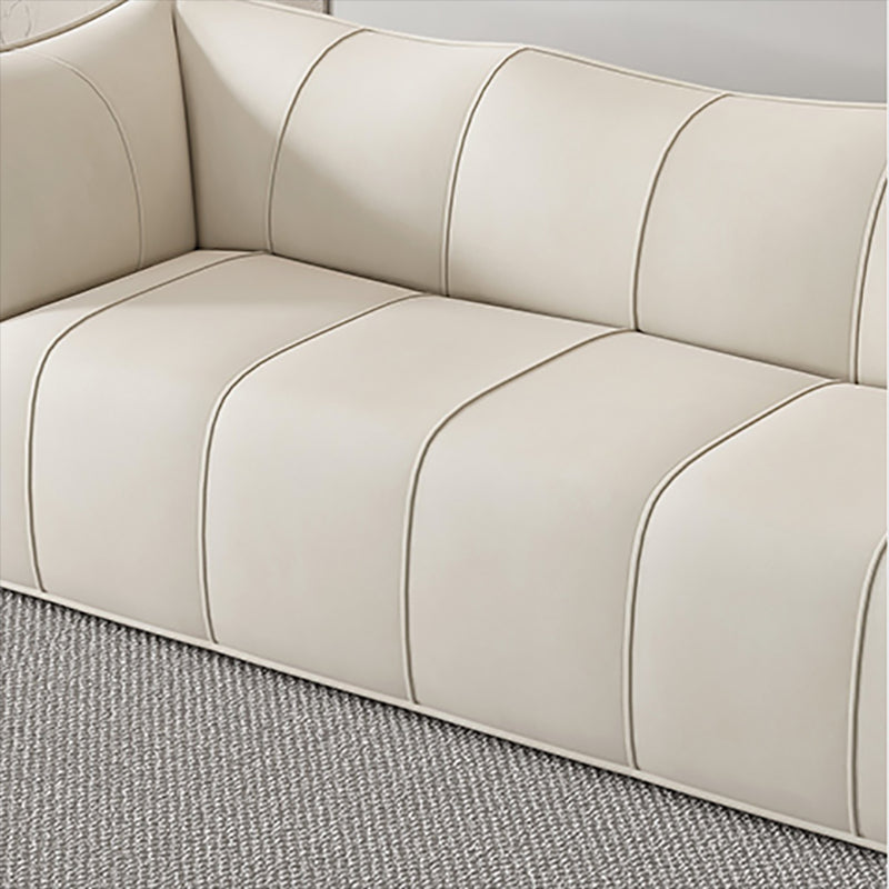 Contemporary White Cushions Flared Arm Fabric Living Room Seating Clearhalo 'furn' 'furn_sofas' 'Furniture' 'Living Room Furniture' 'Sofa' 'sofas' 6692527