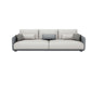 Modern White Pillows Square Arm Living Room Faux Leather Seating