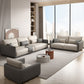 Modern White Pillows Square Arm Living Room Faux Leather Seating