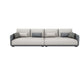 Modern White Pillows Square Arm Living Room Faux Leather Seating