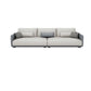 Modern White Pillows Square Arm Living Room Faux Leather Seating