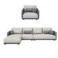 Modern White Pillows Square Arm Living Room Faux Leather Seating