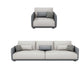 Modern White Pillows Square Arm Living Room Faux Leather Seating