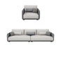 Modern White Pillows Square Arm Living Room Faux Leather Seating