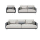 Modern White Pillows Square Arm Living Room Faux Leather Seating