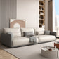Modern White Pillows Square Arm Living Room Faux Leather Seating