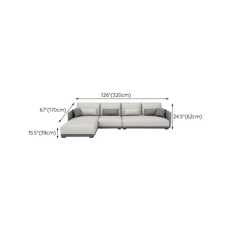 Modern White Pillows Square Arm Living Room Faux Leather Seating