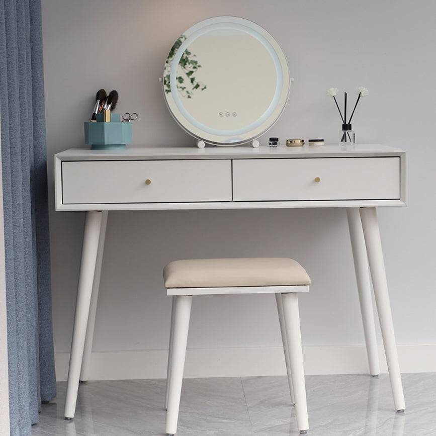 White Solid Wood  Makeup Vanity Desk Table with Drawers for Bedroom