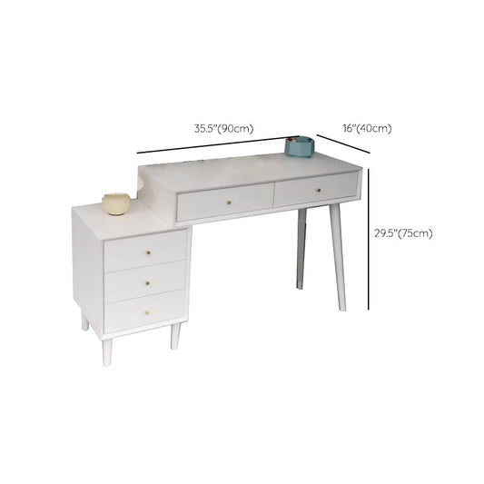 Tavolo da banco di vanità per trucco in legno bianco con cassetti per camera da letto