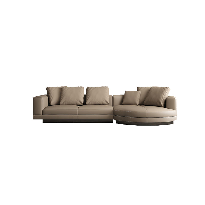 Zeitgenössisches echtes Ledersofa quadratischer Arm lose Rückensofa mit Tisch