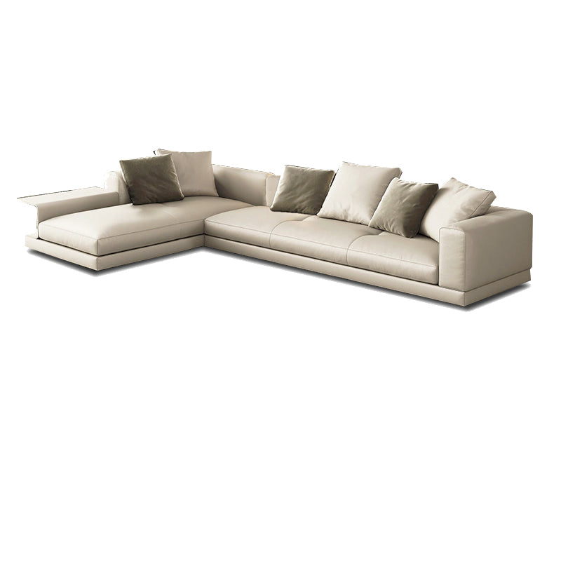 Zeitgenössisches echtes Ledersofa quadratischer Arm lose Rückensofa mit Tisch