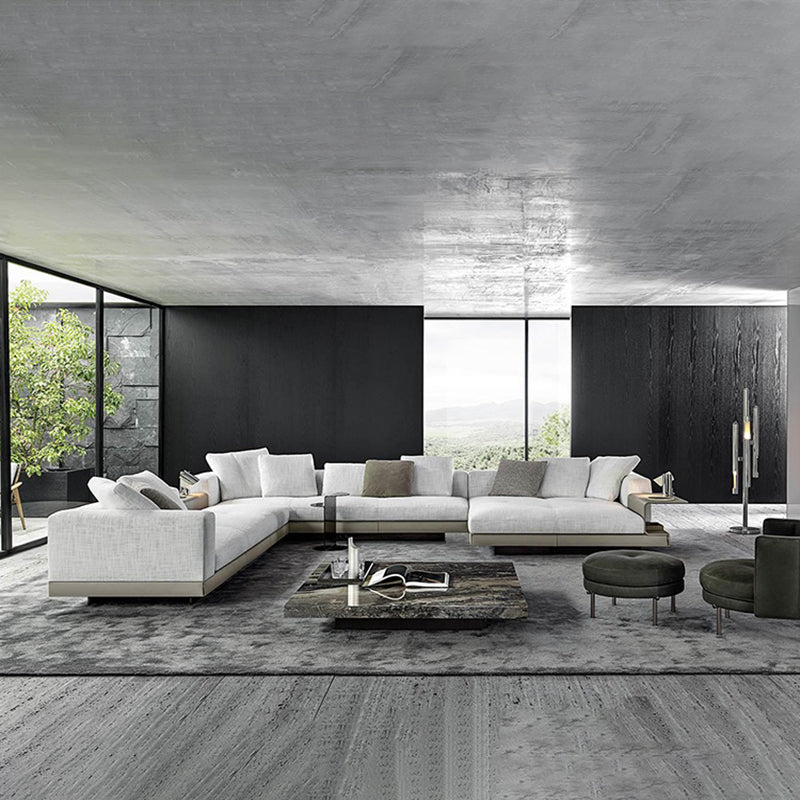 Divano a vera pelle contemporaneo di divano posteriore sciolto con tavolo