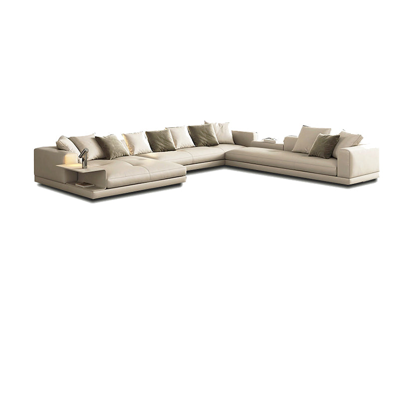 Zeitgenössisches echtes Ledersofa quadratischer Arm lose Rückensofa mit Tisch
