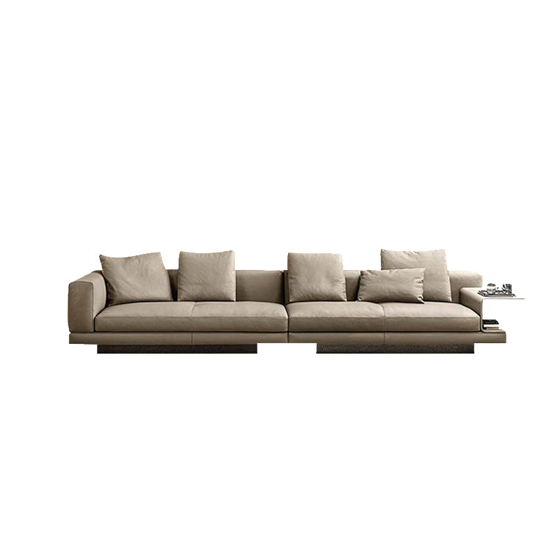 Zeitgenössisches echtes Ledersofa quadratischer Arm lose Rückensofa mit Tisch