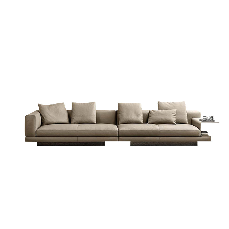 Zeitgenössisches echtes Ledersofa quadratischer Arm lose Rückensofa mit Tisch