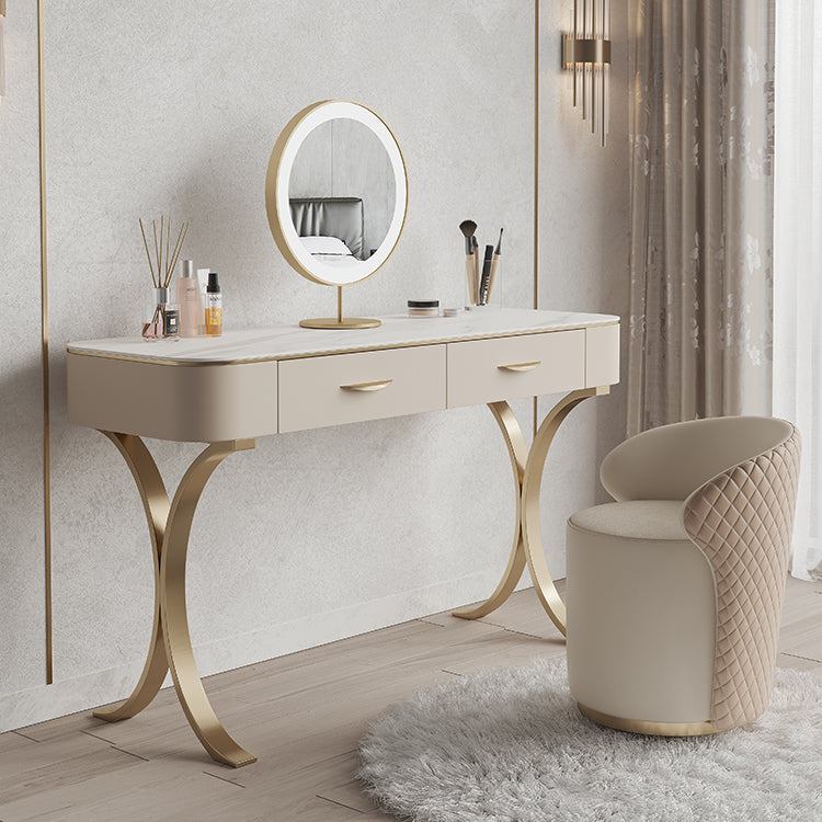 Glam Makeup Vanity Desk Table Stone Top Dressing Table with Drawer