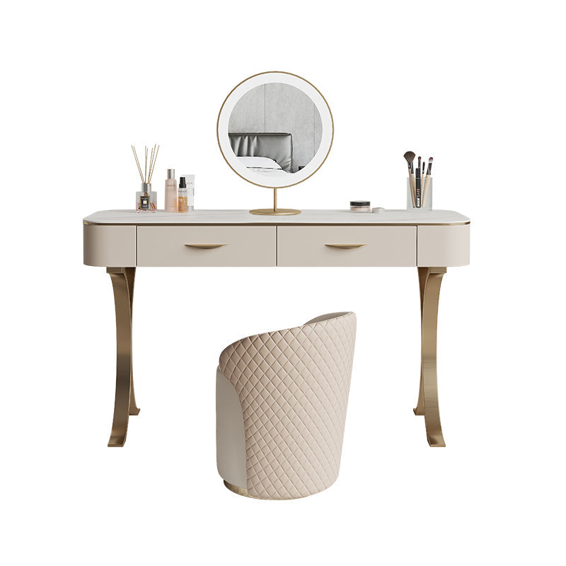 Glam Makeup Vanity Desk Table Stone Top Dressing Table with Drawer