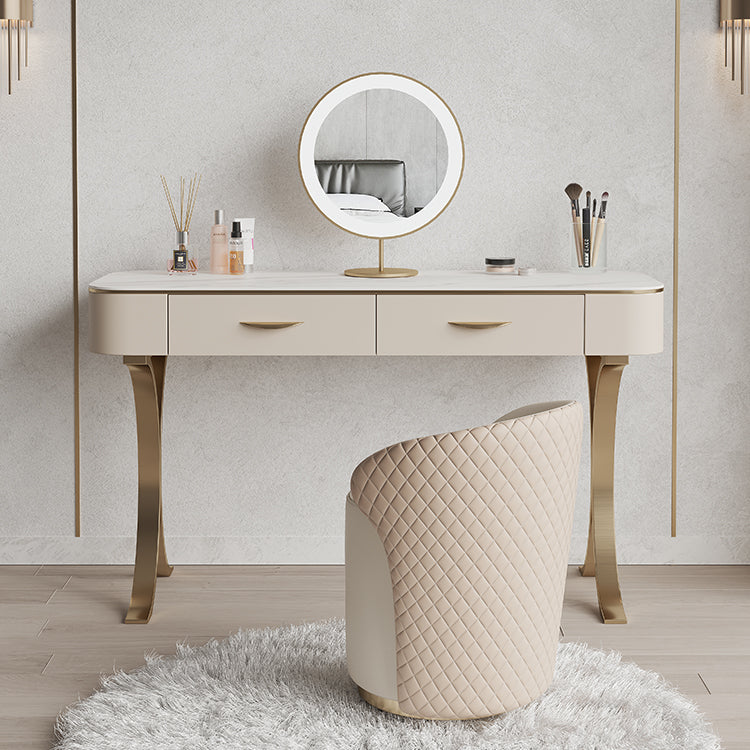 Glam Makeup Vanity Desk Table Stone Top Dressing Table with Drawer