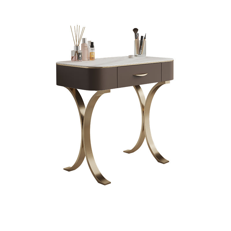 Glam Makeup Vanity Desk Table Stone Top Dressing Table with Drawer