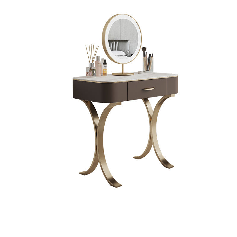Glam Makeup Vanity Desk Table Stone Top Dressing Table with Drawer
