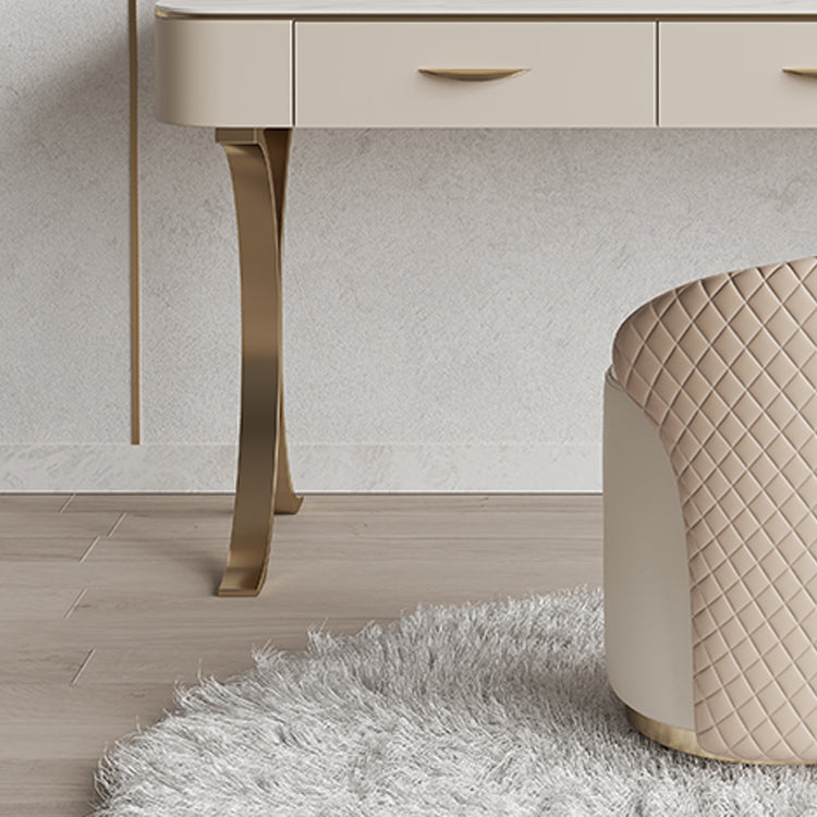Glam Makeup Vanity Desk Table Stone Top Dressing Table with Drawer