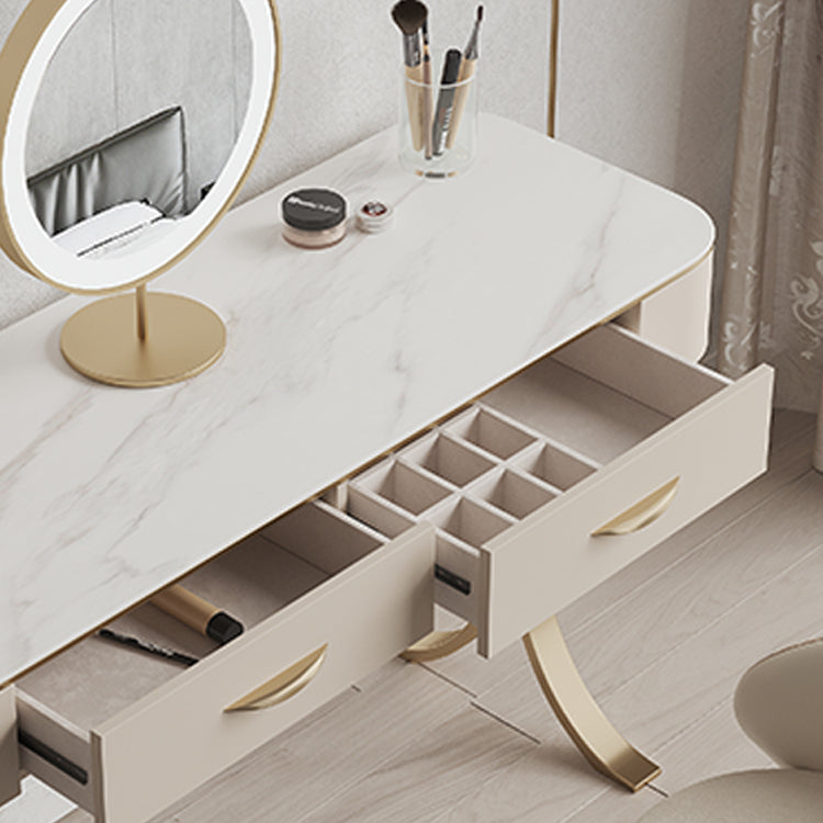 Glam Makeup Vanity Desk Table Stone Top Dressing Table with Drawer