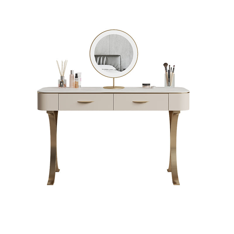 Glam Makeup Vanity Desk Table Stone Top Dressing Table with Drawer
