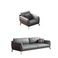 Modern Style Gray Leather Sofa Flared Arm Loose Back Sofa with Pillows 1-Seater Sofa with 3-Seater Sofa Clearhalo 'furn' 'furn_sofas' 'Furniture' 'Living Room Furniture' 'Sofa' 'sofas' 6692746