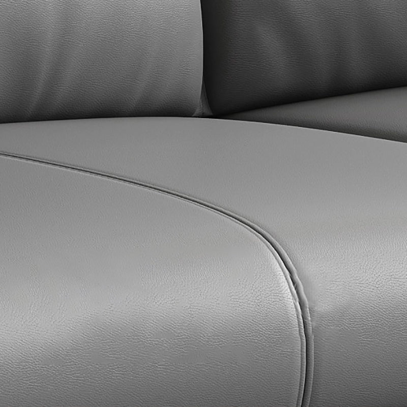 Modern Style Gray Leather Sofa Flared Arm Loose Back Sofa with Pillows Clearhalo 'furn' 'furn_sofas' 'Furniture' 'Living Room Furniture' 'Sofa' 'sofas' 6692750