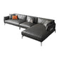Mid-Century Modern Loose Back Sofa Gray Genuine Leather Aqure Arm Sofa