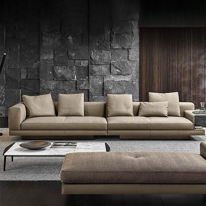 Zeitgenössische echte Ledersosedee genähte Kissen Rücksitze