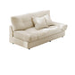 Northern European Armless Sofa Turfed Faux Leather & Linen Sofa in Beige