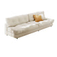 Northern European Armless Sofa Turfed Faux Leather & Linen Sofa in Beige