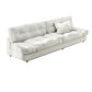 Northern European Armless Sofa Turfed Faux Leather & Linen Sofa in Beige