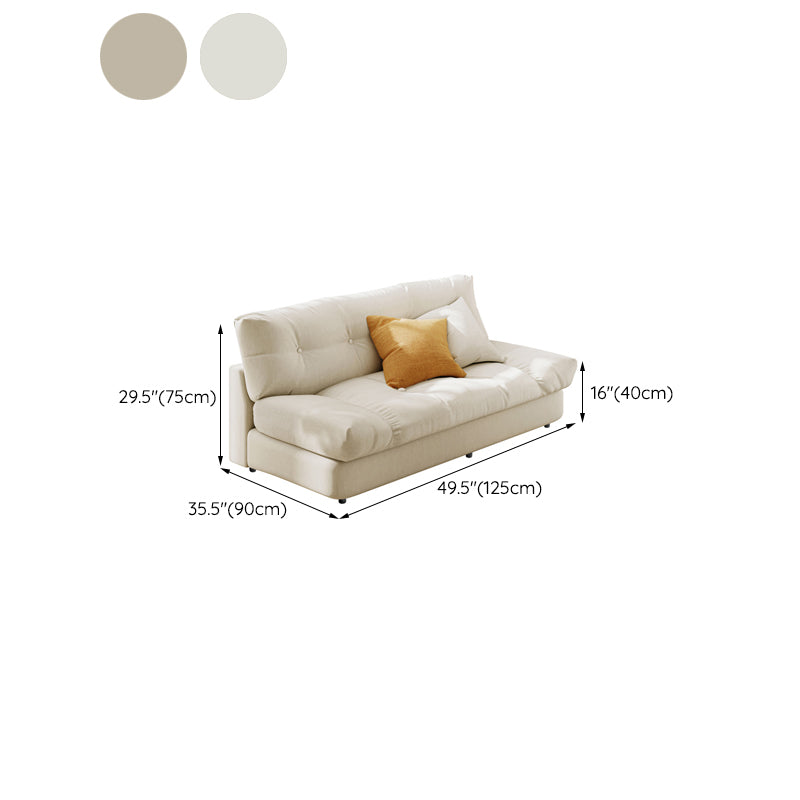 Northern European Armless Sofa Turfed Faux Leather & Linen Sofa in Beige