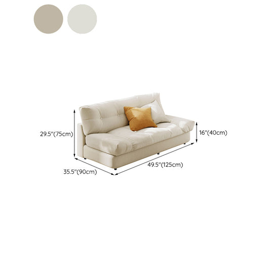 Nordeuropäisches armloses Sofa -Rasenfaux -Leder & Leinensofa in Beige