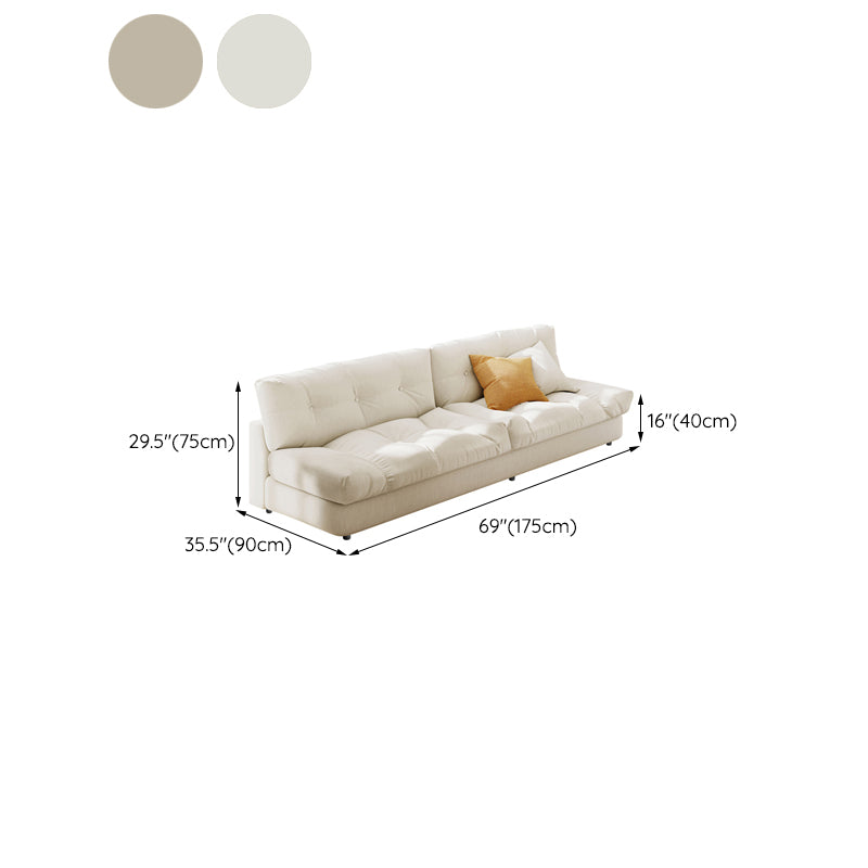 Northern European Armless Sofa Turfed Faux Leather & Linen Sofa in Beige