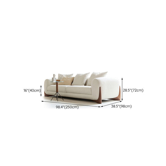 Contemporary Living Room Brown Sofa Round Arm Pillows Seating