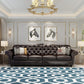 Traditional Living Room Brown Sofa 4-seat Genuine Leather Seating