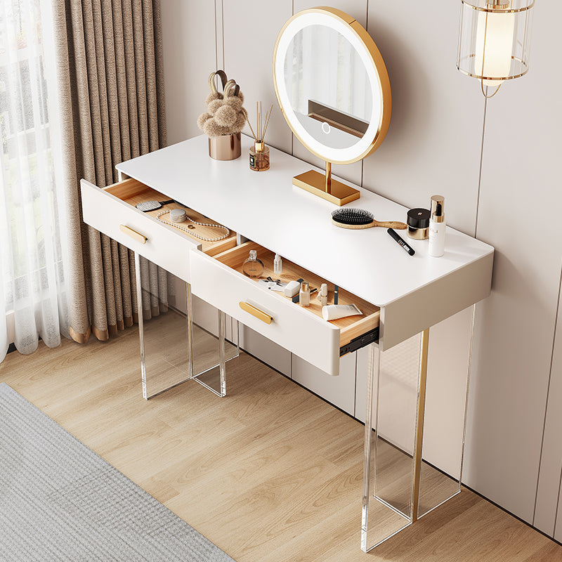 Contemporary Vanity Dressing Table with Stone Top and Acrylic Base