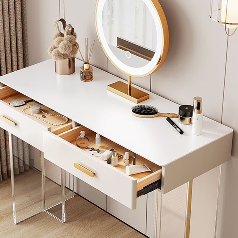 Contemporary Vanity Dressing Table with Stone Top and Acrylic Base