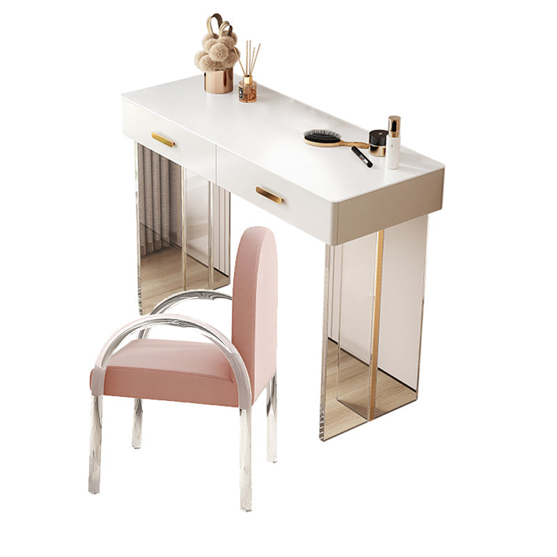 Contemporary Vanity Dressing Table with Stone Top and Acrylic Base