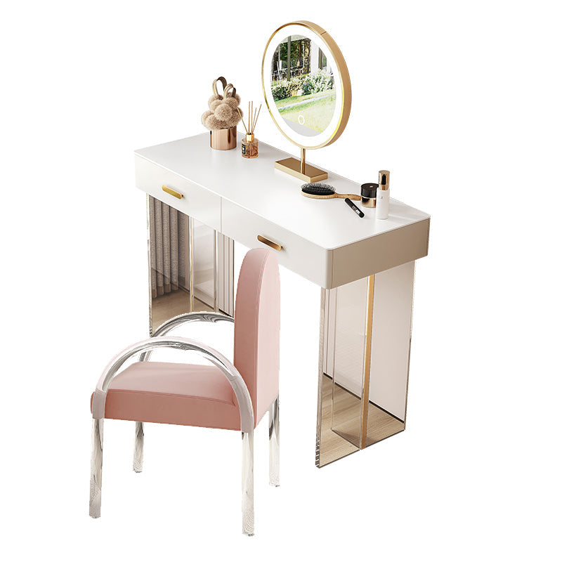 Contemporary Vanity Dressing Table with Stone Top and Acrylic Base