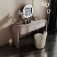 Glam Vanity Set Mirror 1 Drawers Leather Gray Standing Make-up Vanity
