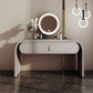 Glam Vanity Set Mirror 1 Drawers Leather Gray Standing Make-up Vanity