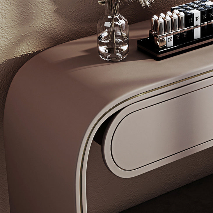 Glam Vanity Set Mirror 1 Drawers Leather Gray Standing Make-up Vanity