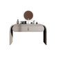 Glam Vanity Set Mirror 1 Drawers Leather Gray Standing Make-up Vanity